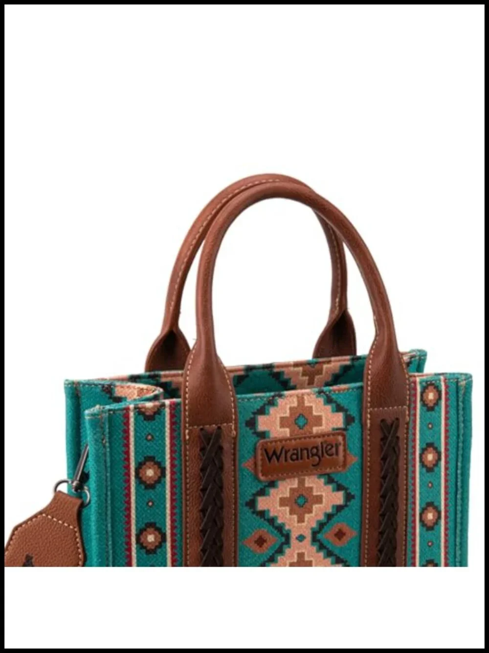 Aztec Print Canvas Western Satchel Tote with Detachable Strap - High Quality